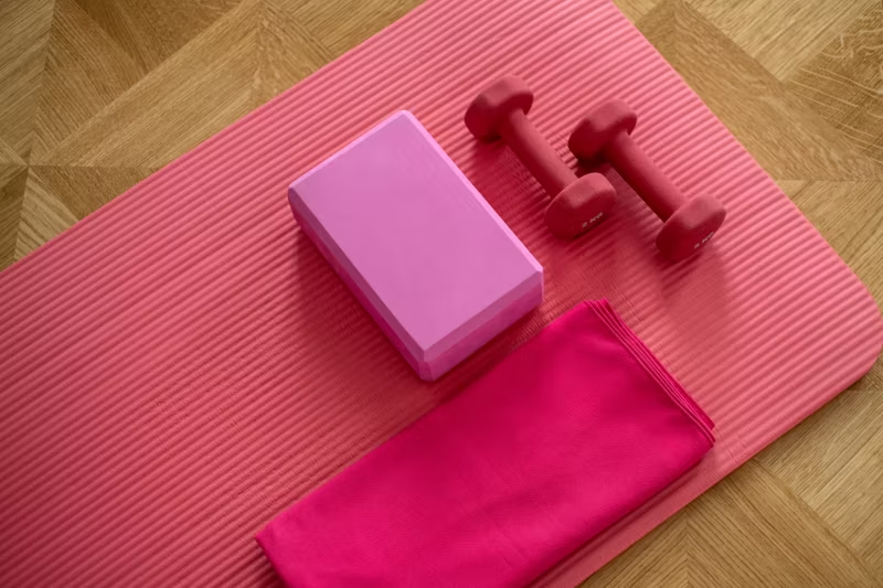 a toga mat with exercise equipment on it