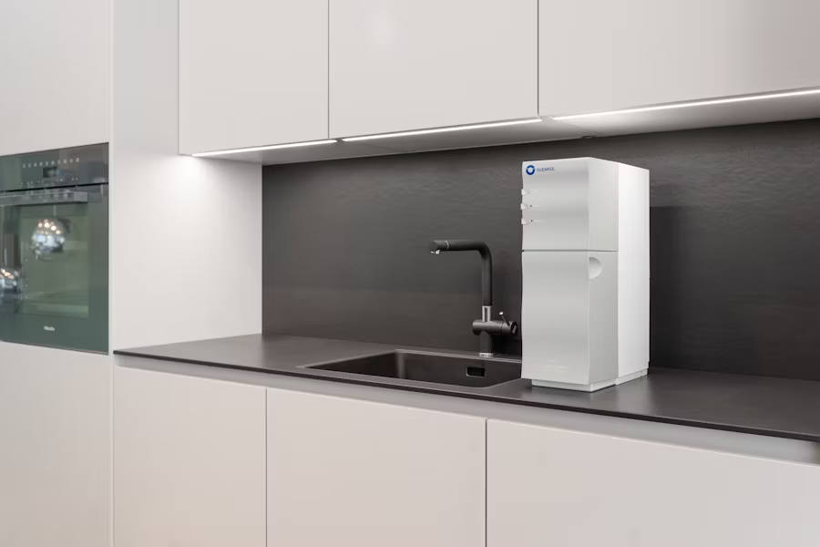 a kitchen with an additional water filter