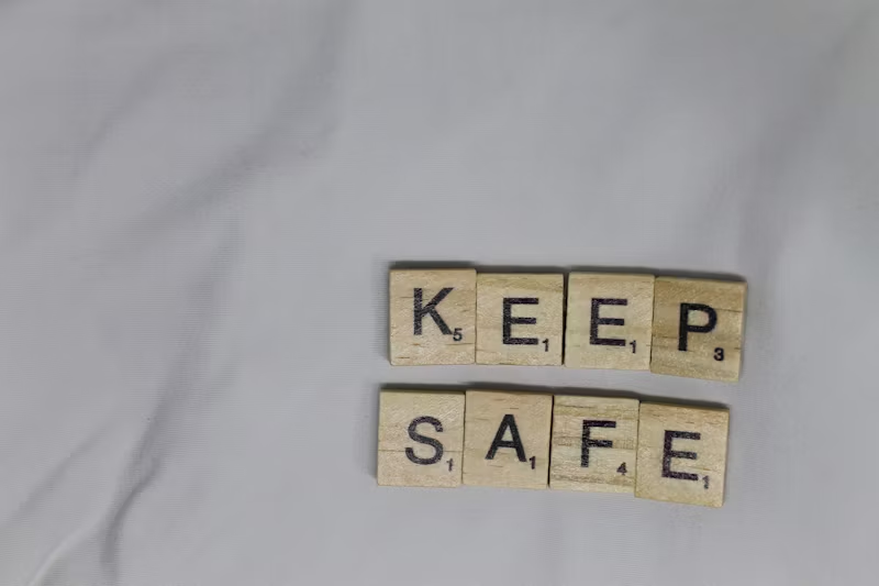 Scrabble letters saying 'KEEP SAFE'