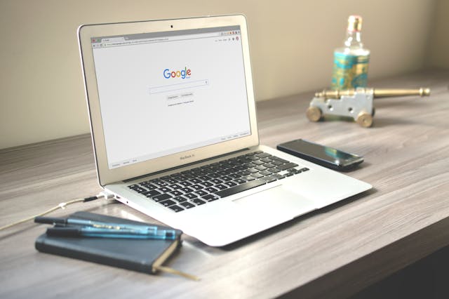 laptop with google