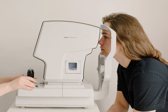 woman getting eye test