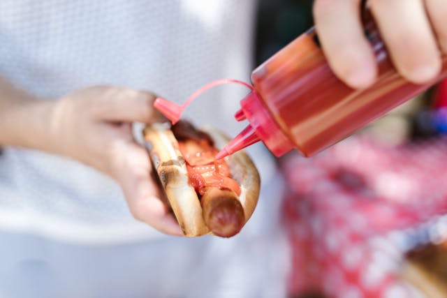 ketchup on a bun