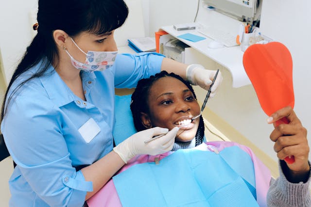 woman in dentist office
