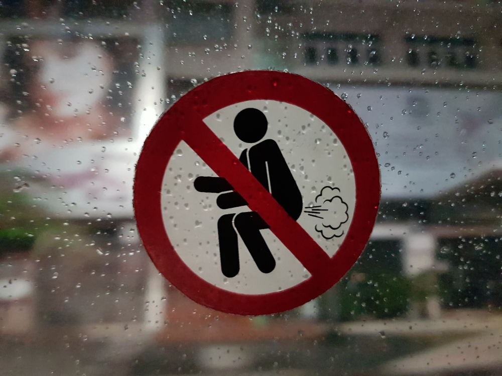 No farting allowed. This sticker was found inside a Bangkok taxi.
