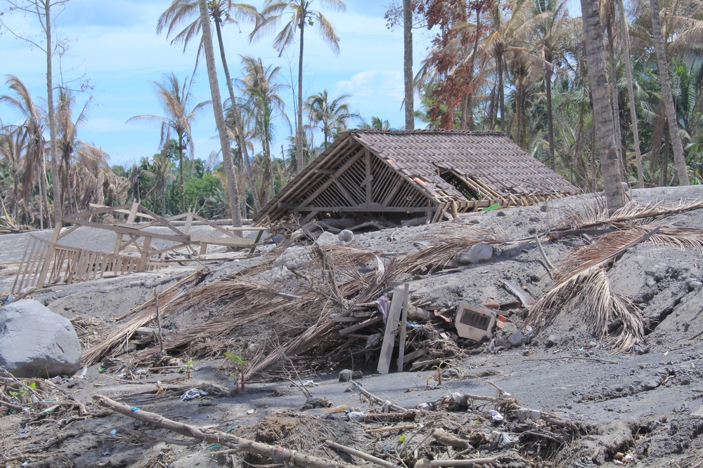 House destroyed by Mount Semeru lava moving forward in Lumajang village, Indonesia