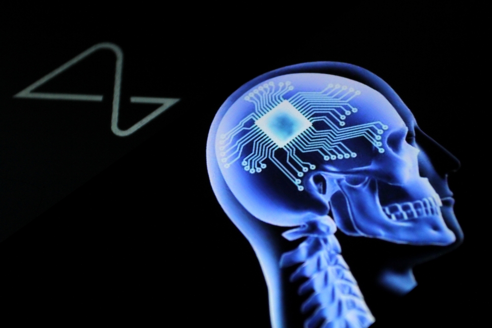 Yogyakarta, Indonesia, January 31, 2024: The logo of the American neurotechnology company founded by Elon Musk to develop an implantable brain–computer interface, Neuralink, is seen on the screen.
