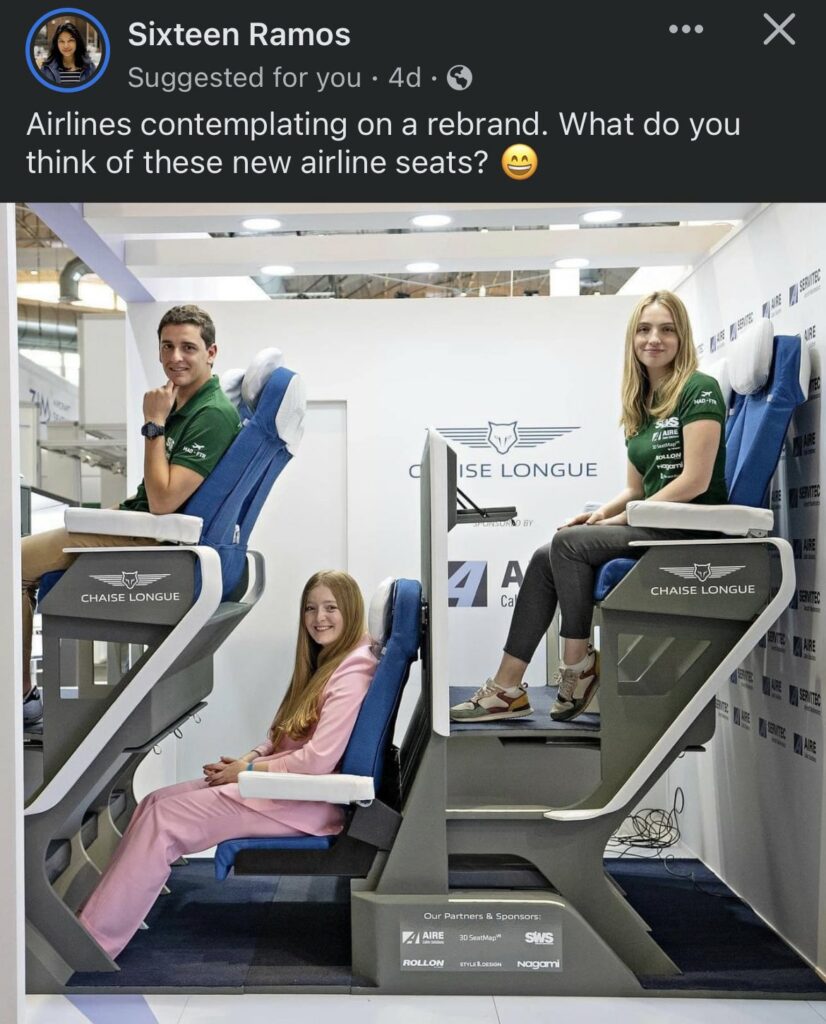 Chaise Lounge double decker seating on airplane