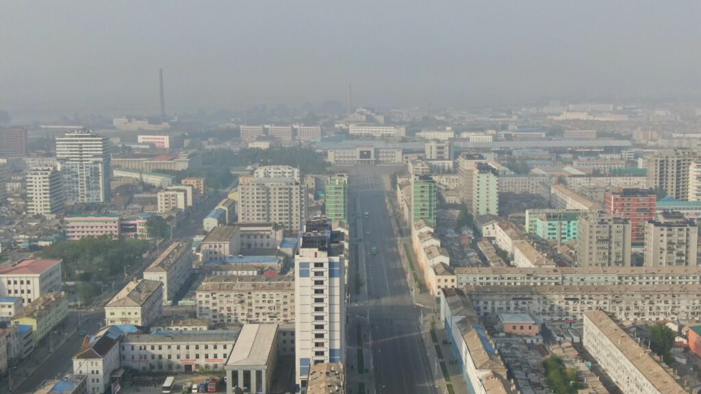 North Korea drone footage of city