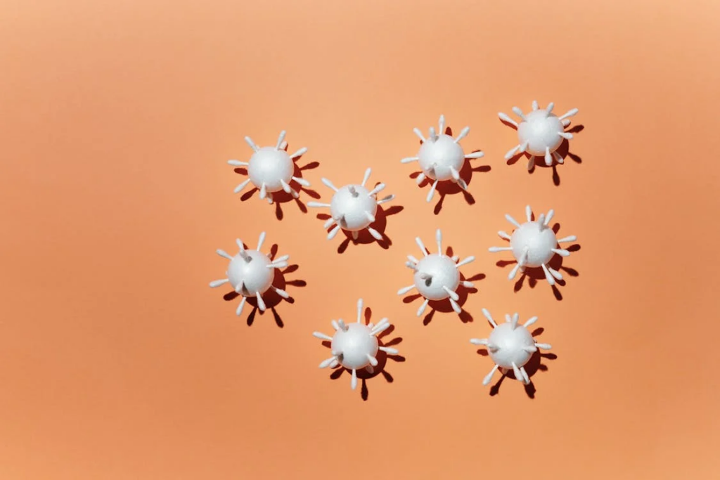 Coronavirus Scale Model on Peach Background