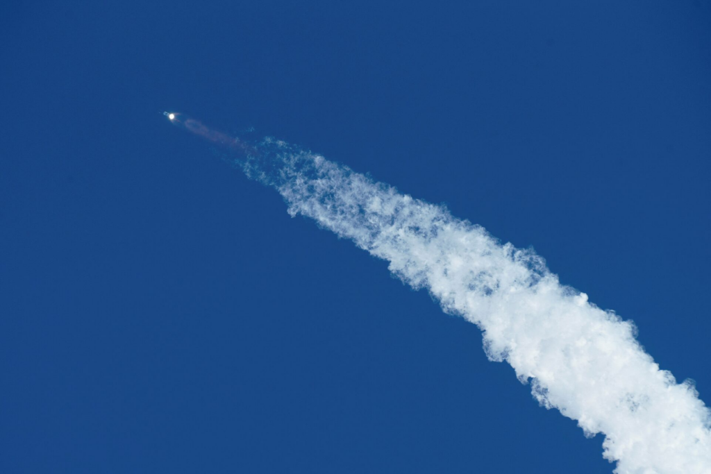 SpaceX's Starship rocket is pictured after launching 