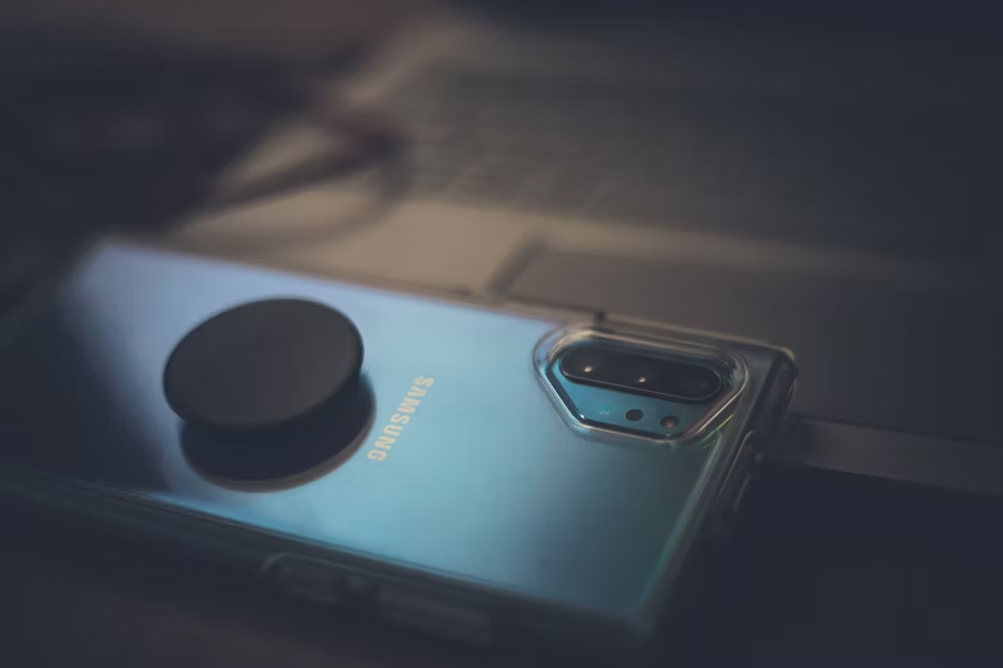 a blue smartphone 