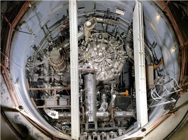 Interior view of a molten-salt reactor at Oak Ridge National Laboratory, highlighting a significant phase in thorium energy research.