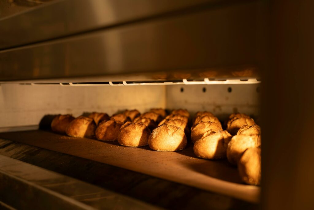 bread in oven
