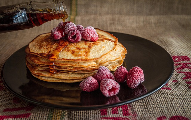 maple syrup over pancakes