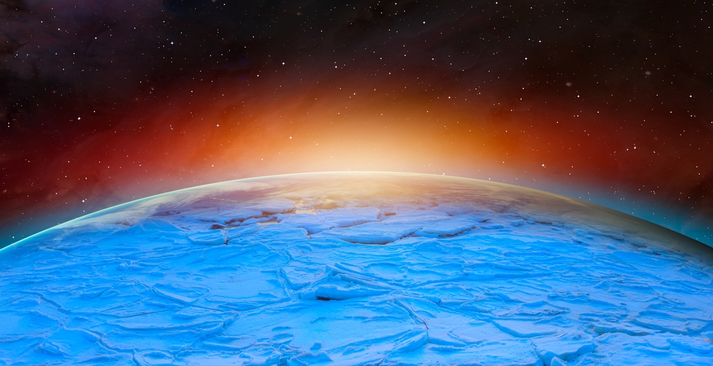 New ice age and Earth covered with snow "Elements of this image furnished by NASA"
