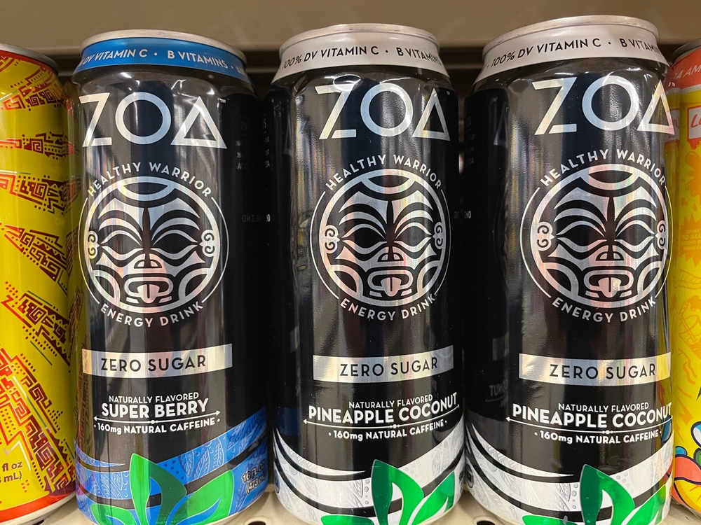 A, UNITED STATES - May 07, 2022: Augusta, Ga USA - 04 21 22: Retail store drinks ZOA energy drink