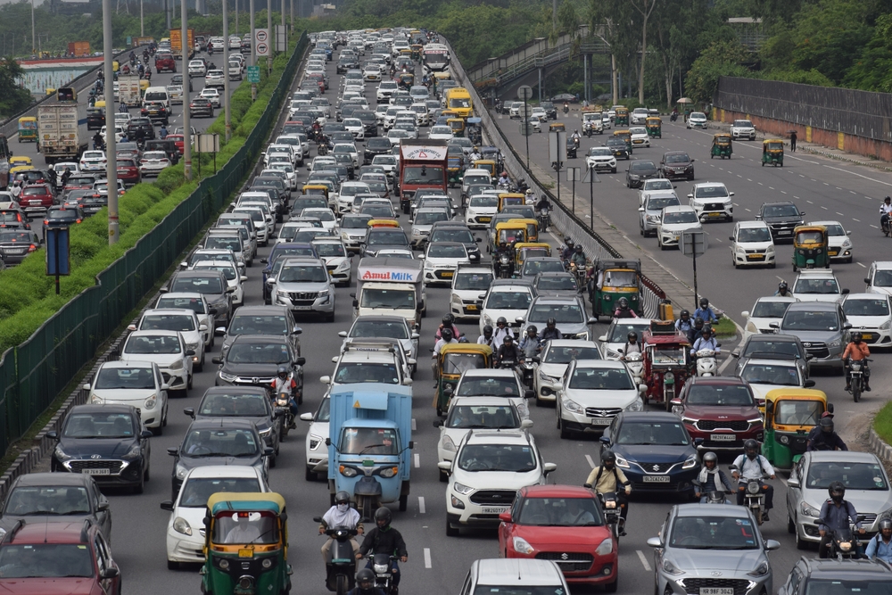 Daily Traffic jam on delhi jaipur expressway. Gurgaon, india. july 17, 2023.