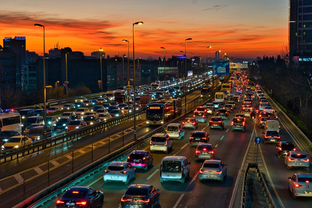 Istanbul Türkiye 06 February 2024: Istanbul Traffic in the Evening Hours.