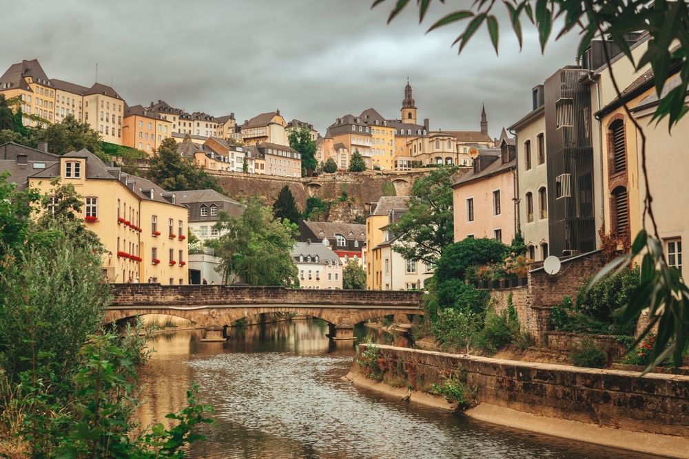 Luxembourg. Capital. Old city. Roofs. Houses
