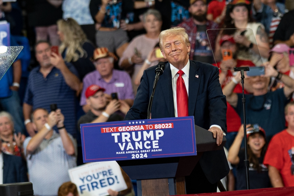 Former president of the USA Donald Trump – VP nominee, J.D. Vance rally, Atlanta, GA, August 3, 2024. Photo by Phil Mistry