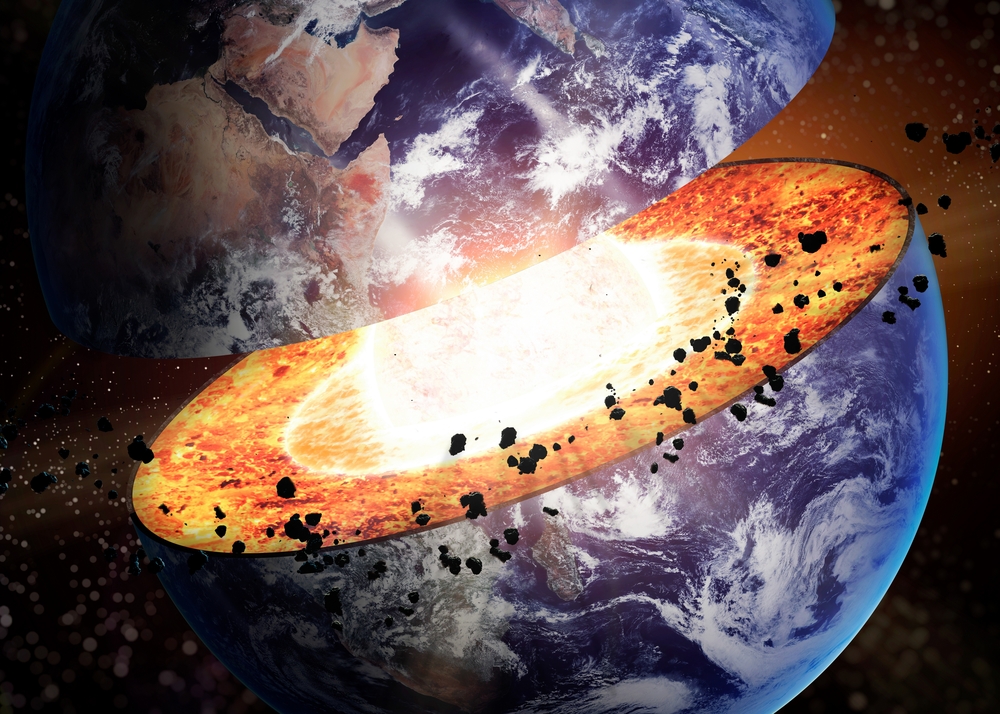 Earth core structure. Elements of this 3d image furnished by NASA