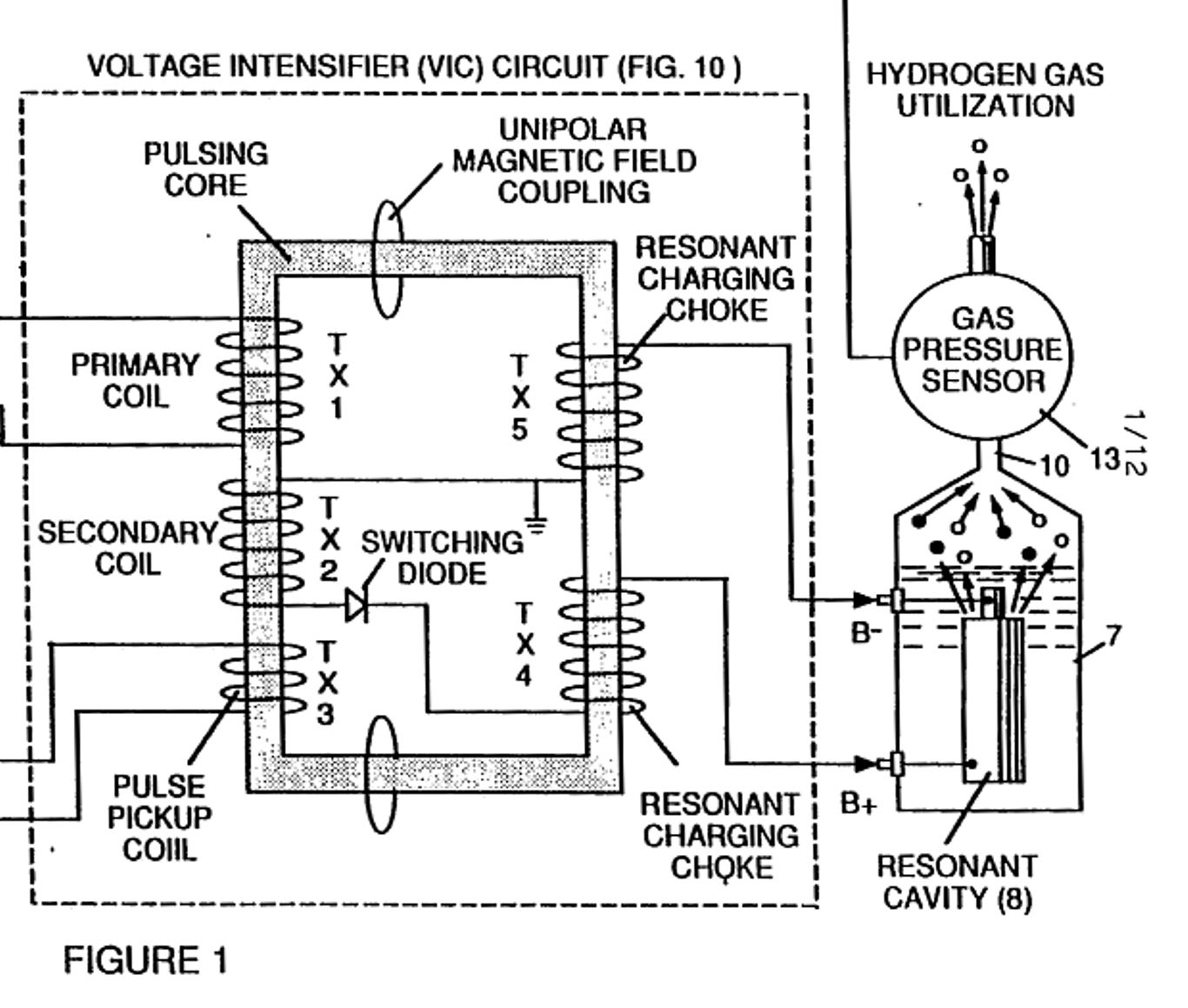 One of the illustrations from Stanley Meyer's patent for the "Water Powered Car."