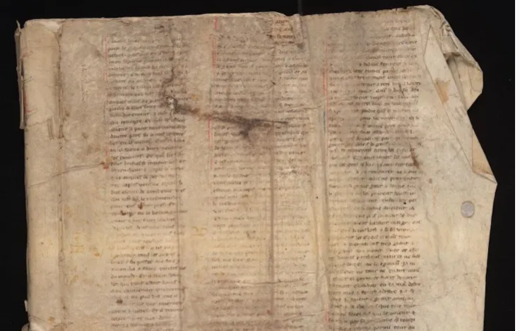The manuscript’s outer left cover and extension