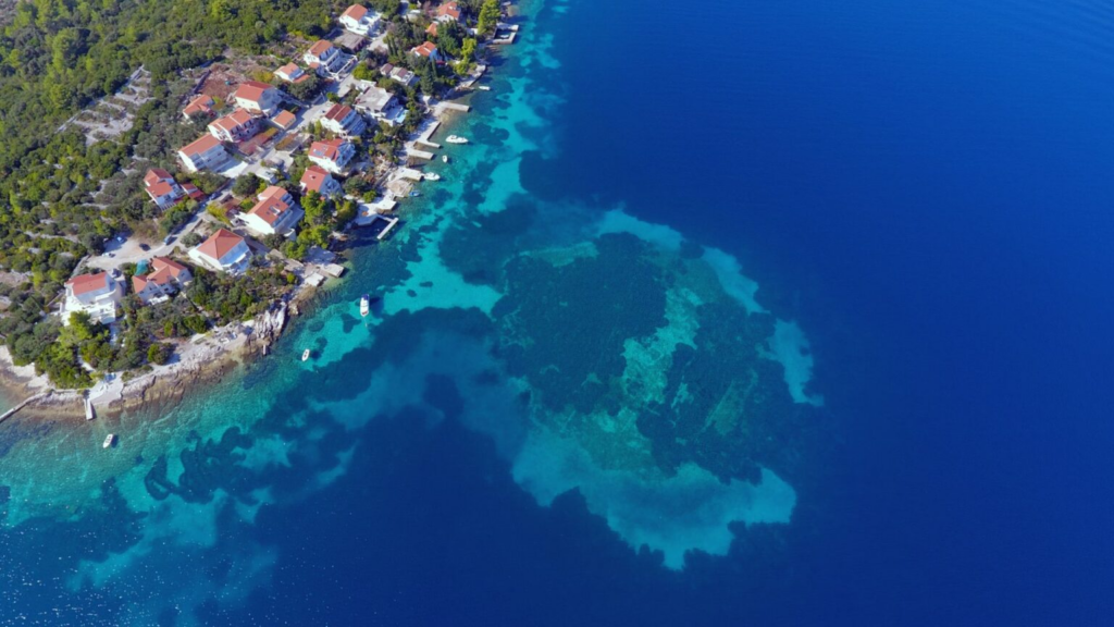 The coast of part of Korčula Island in Croatia
