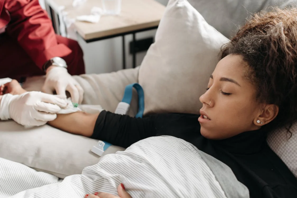Woman Getting A Dextrose