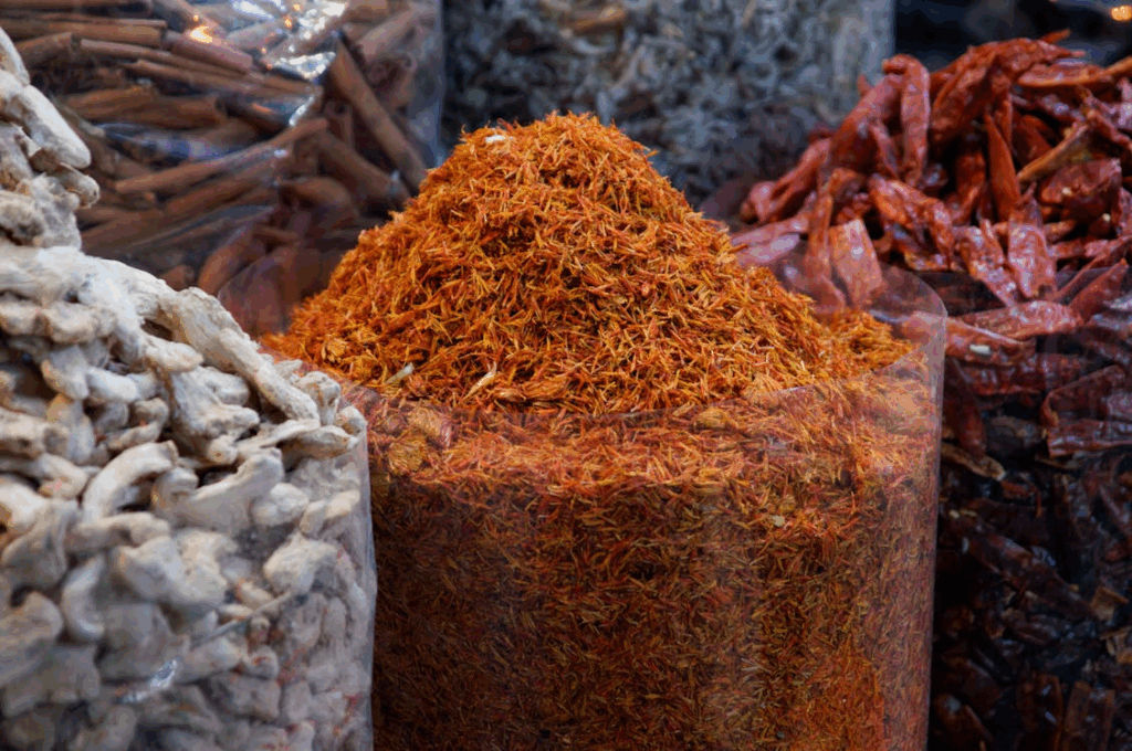 Bags Full of Spices at the Market