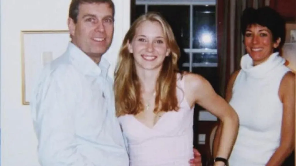 The Duke of York, Virginia Giuffre and Ghislaine Maxwell photographed together in 2001, the image that became central evidence in later legal proceedings.