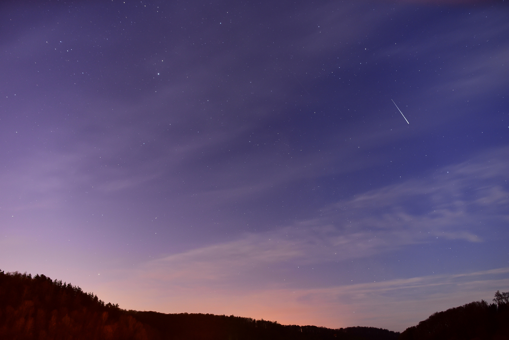 April Lyrids meteor shower in the night sky.