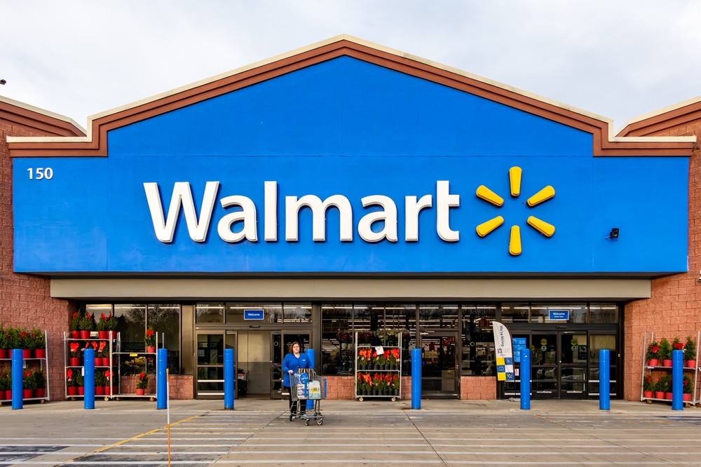 Prince Frederick, Maryland USA Dec 1, 2023 The entrance to the Walmart department store.

