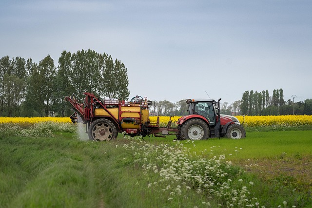 tractor spraying crops