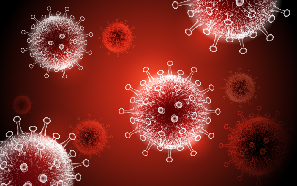 Coronavirus disease COVID-19 infection medical illustration. China pathogen respiratory influenza covid virus cells. New official name for Coronavirus disease named COVID-19, pandemic risk background
