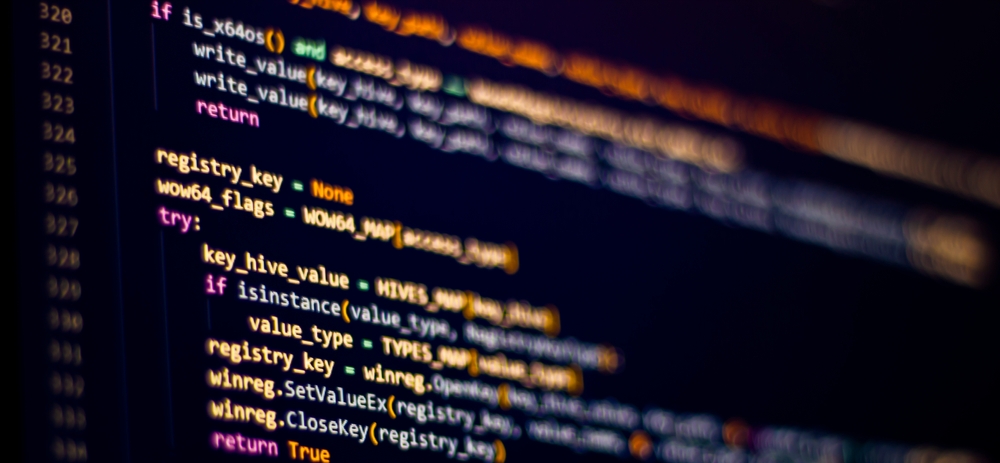 Programmer is developing with python code. Can be used as banner or background.
