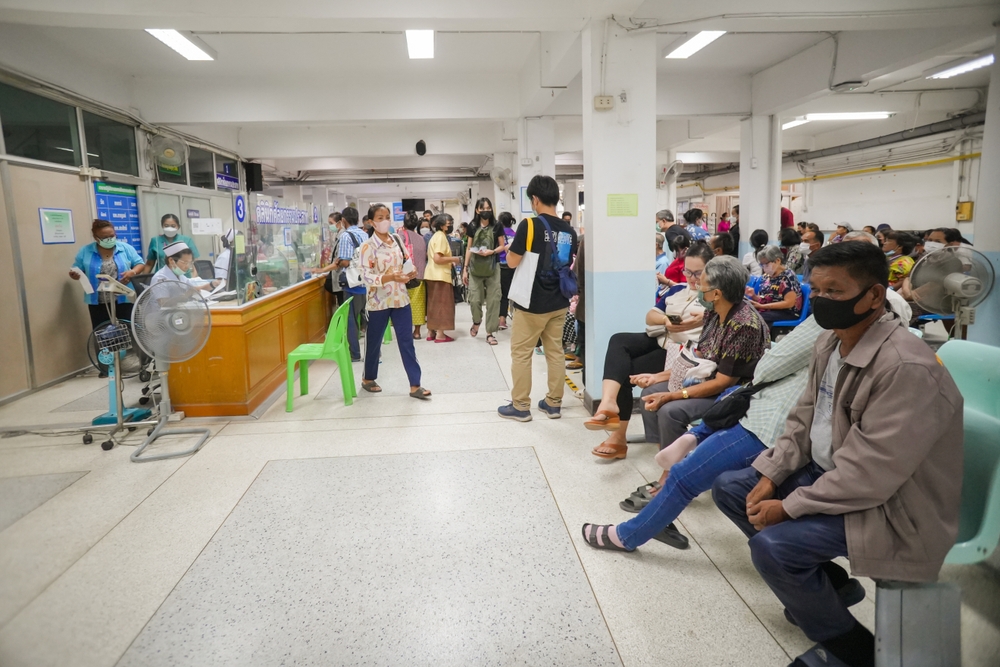 Chiang Mai, THAILAND JUly 1 2024: Patients are crowded in hospitals waiting to receive treatment. Chiang Mai Hospital, Thailand on Friday,5 July 2024
