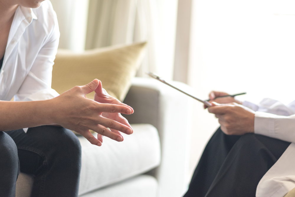 Healthcare concept of professional psychologist doctor consult in psychotherapy session or counsel diagnosis health.
