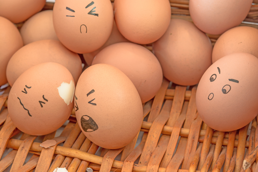 Concept Egg injury and accident, Egg Emotion