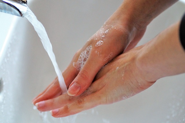 woman washing hands