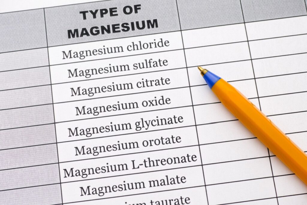Different types of magnesium. Close up. 