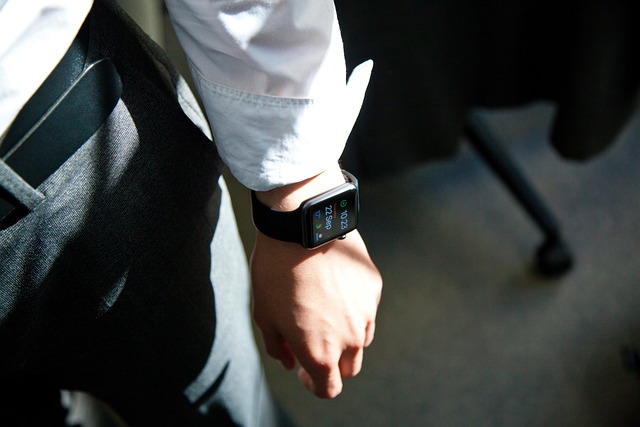 man wearing a smart device