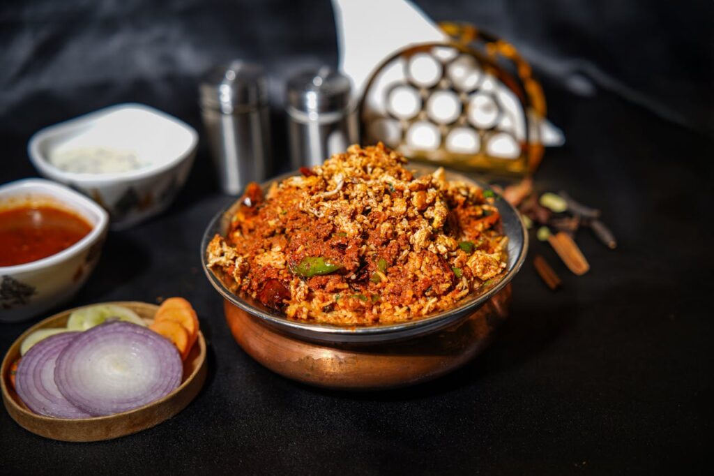 Spicy Indian Biryani with Fresh Ingredients
