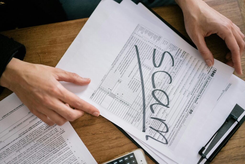A Tax Form with a Word Scam on its Face
