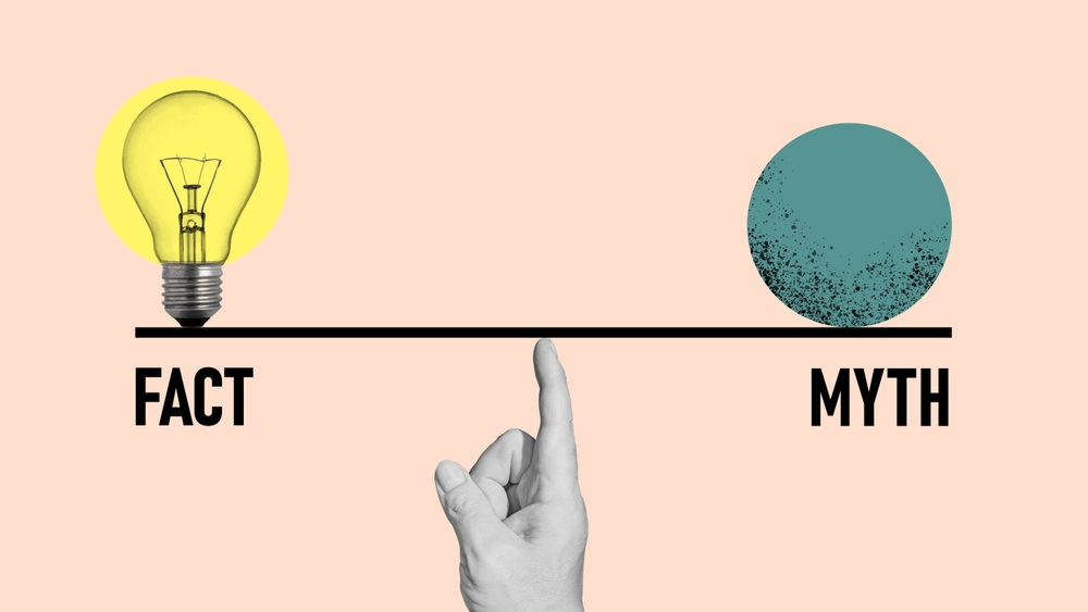 Fact and myth concept is shown using a text