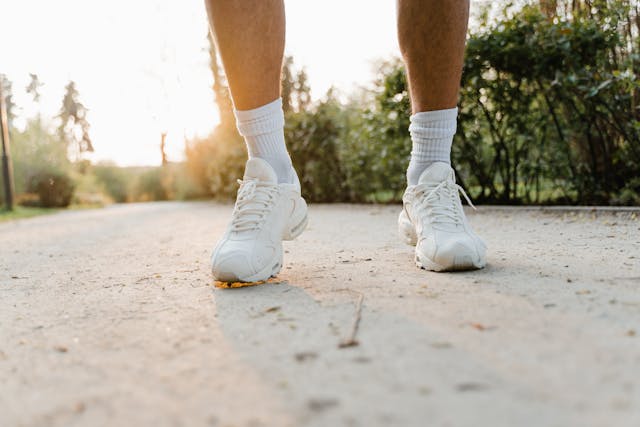 person walking in nature
