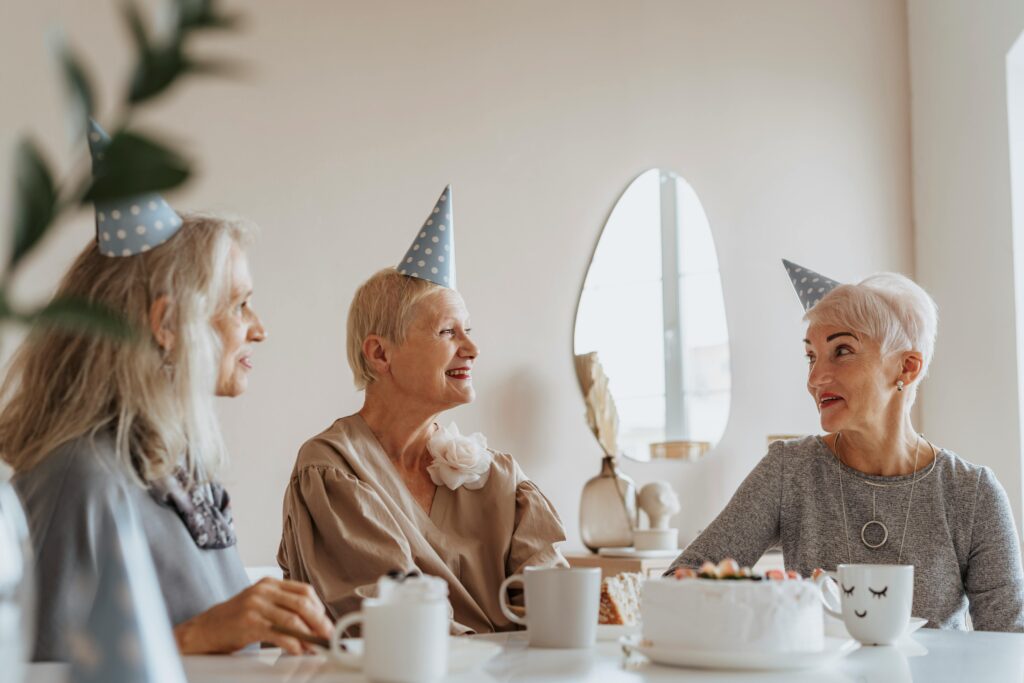 old ladies celebrating together