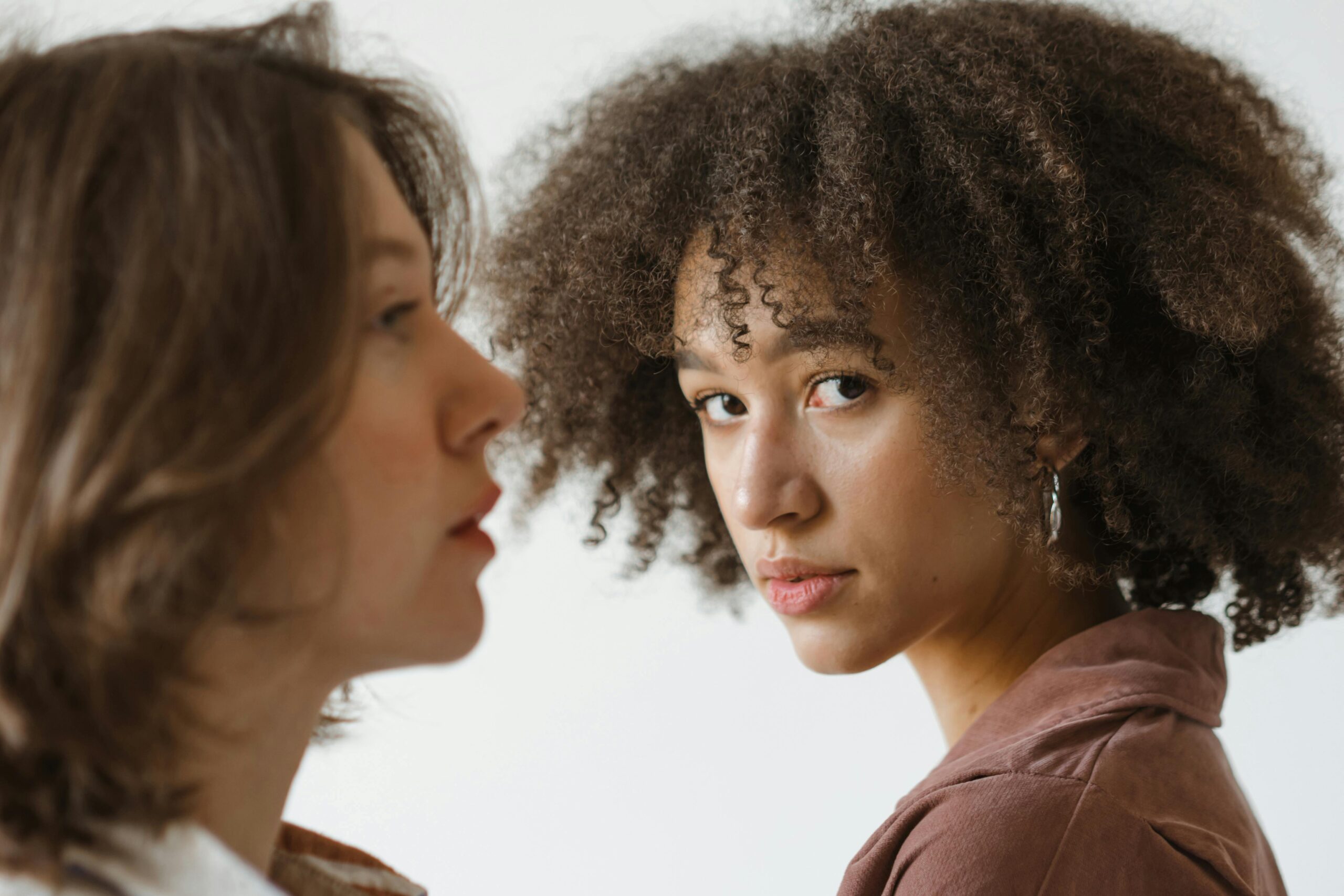 woman staring at camera expressively
