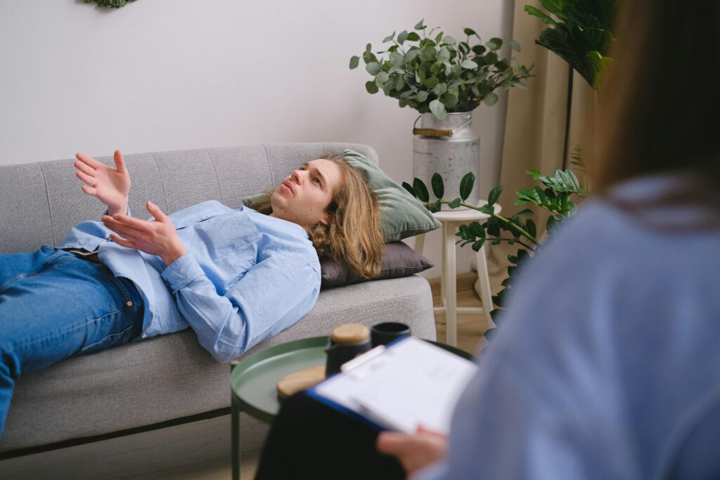 man doing cognitive behavioral therapy