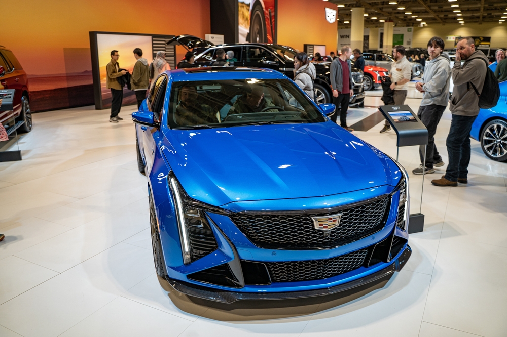 2025 Cadillac CT5-V automobile at the 2025 Canadian International AutoShow. Toronto, Canada - February 19, 2025.